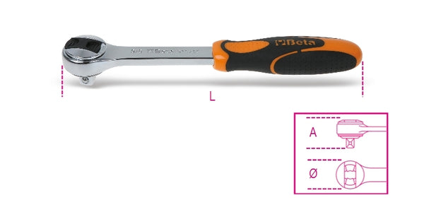 Clé à douille réversible bêta 3/8 '' Male Square Drive 72 dents 00910082