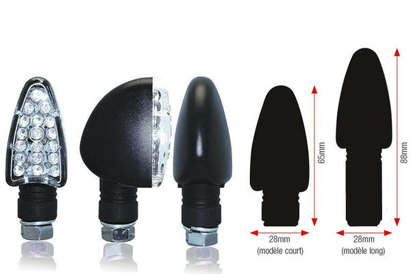 Bihr Triangle LED Blinkers - Long, Black | Universal 01-070LBK (PAR)