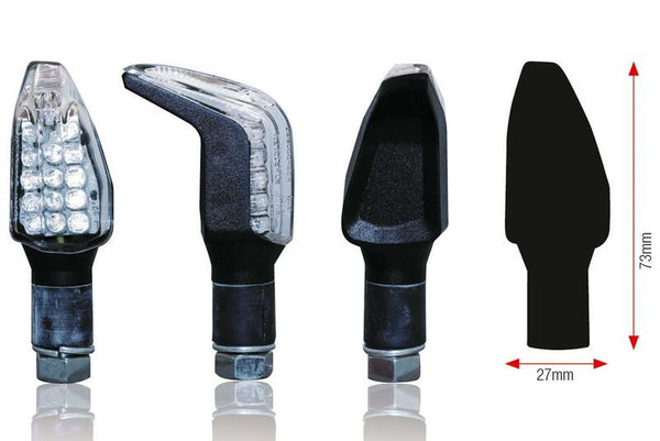 Bihr Boomerang LED Blinkers - Black/Transparent | Universal ST-210 (PAR)