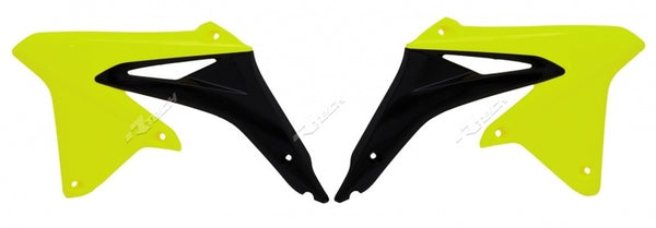 Racetech Radiator Covers Yellow / Black Suzuki RM-Z450 R-CVRMZGFNR08