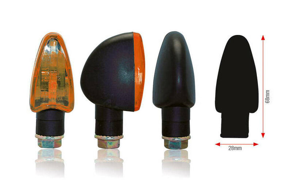 Bihr triangle blinkers - noir avec objectif orange | Universel 001-1 (paire)