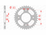 AFAM Steel Standard Bakdrev 10117 - 420 i stål med exakt måttspecifikation. Passar Honda Monkey 125, MSX 125 och ANF 125 Innova modeller.