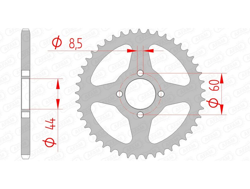 Afam Steel Standard Heck -Kettenrad 12100 - 420