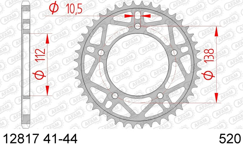 AFAM Steel Standard Bakdrev 12817 - 520 för Yamaha YZF-R1 och YZF-R1M. Hållbart stålbakdrev med 520-kedjekompatibilitet, idealiskt för motorcykelunderhåll.