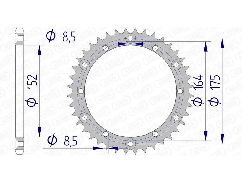 Afam Aluminium Heckradkettenrad 13500 - 520