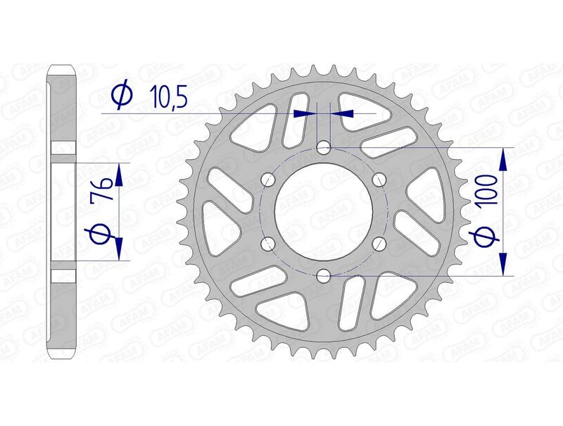 AFAM en aluminium arrière parlé 15902 - 530