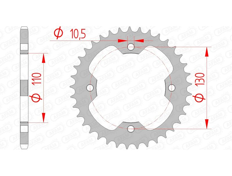 Afam Steel Standard Heck -Kettenrad 16406 - 520