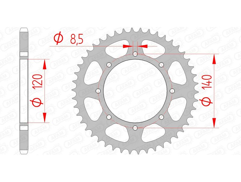 Afam Steel Standard Heck -Kettenrad 16600 - 520