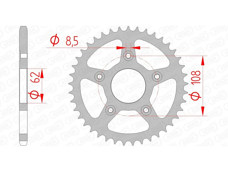 AFAM Steel Standard Achter Sprock 44203 - 520