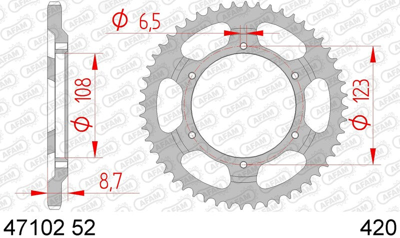 AFAM Steel Standard Achter Sprock 47102 - 420