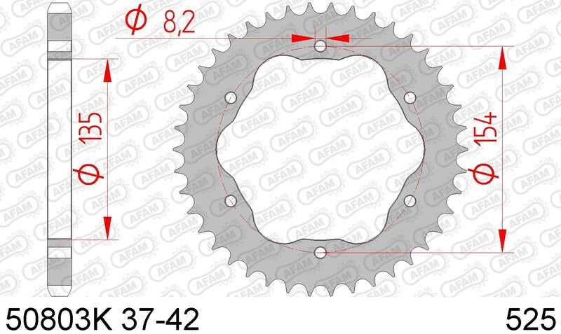 AFAM Stahl Standard Hinterradzahnradsatz 50803K - 525 - Erfordert einen Hinterradzahnradring 