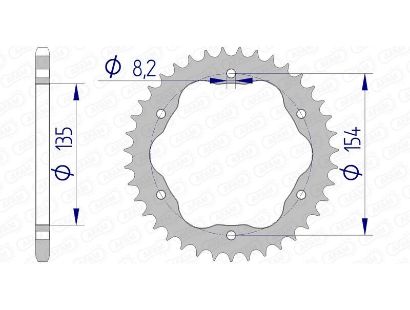 AFAM Sprocket arrière anodisé en aluminium AFAM 51804 - 520 - nécessite un porte-pliage arrière AFAM