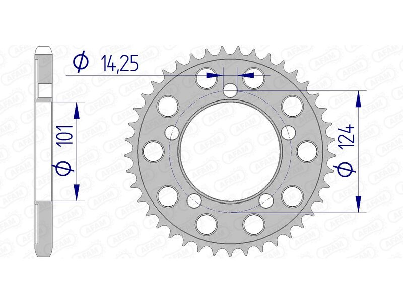 Pignon arrière en aluminium AFAM 72801 - 525