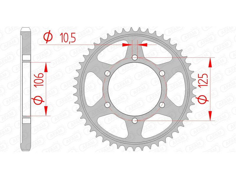 AFAM Steel Standard Achter Sprock 86605 - 525