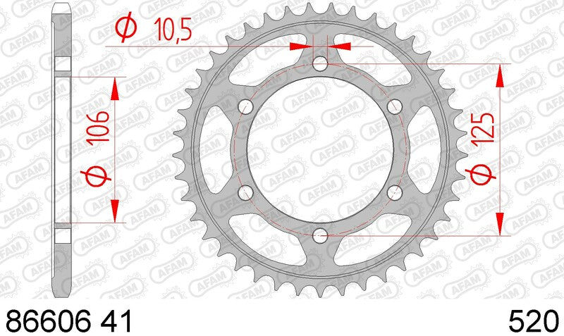 AFAM Steel Standard Achter Sprock 86606 - 520