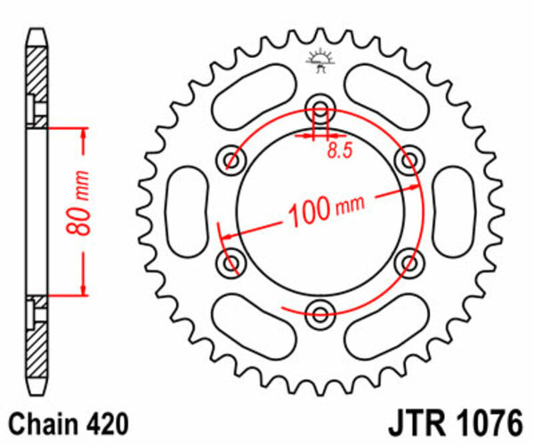 JT Sprock's Steel Standard Achter Sprock 1076 - 420 JTR1076.52