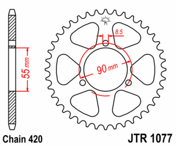 JT Sprock's Steel Standard Achter Sprock 1077 - 420 JTR1077.47