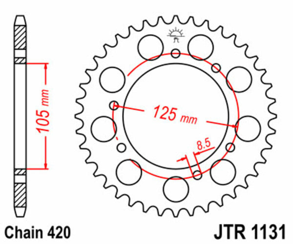 Sprock arrière standard en acier de JT Sprock 1131 - 420 JTR1131.50
