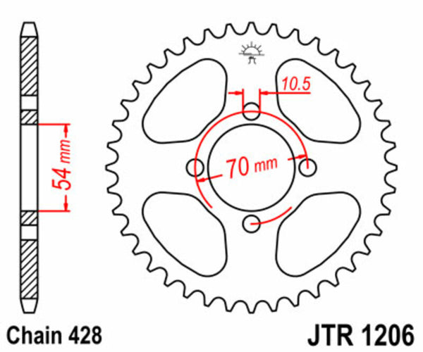 JT Sprock's Steel Standard Achter Sprock 1206 - 428 JTR1206.42