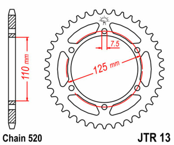 JT Sprock's Steel Standard Achter Sprock 13 - 520 JTR13.39