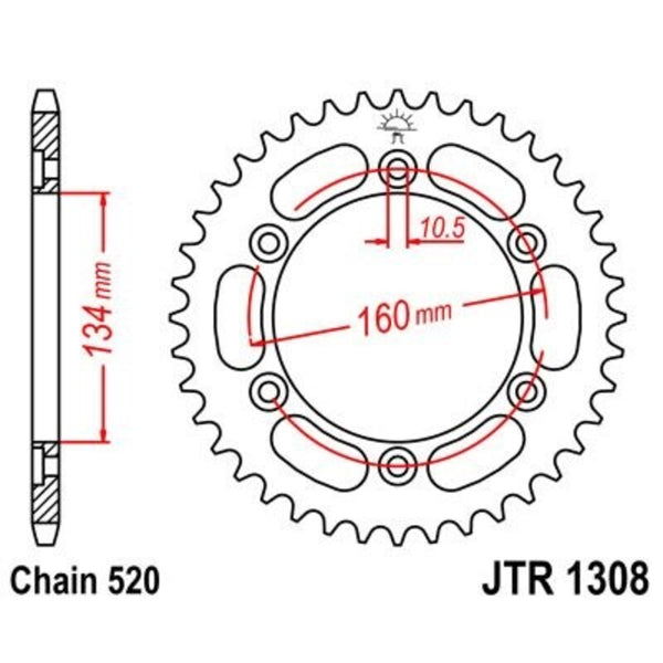 JT Sprock's Steel Standard arrière Sprock 1308 - 520 JTR1308.40