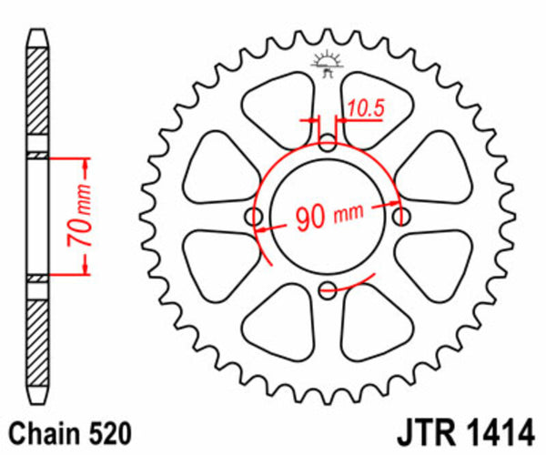 Sprock arrière standard en acier de JT Sprock 1414 - 520 JTR1414.43