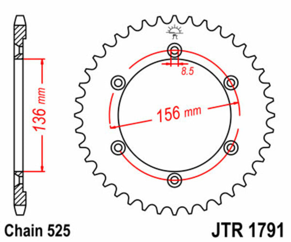 JT Sprock's Steel Standard Achter Sprock 1791 - 525 JTR1791.43