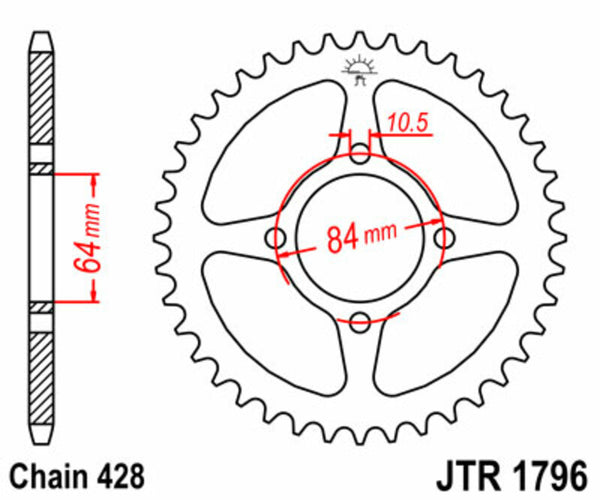 Sprock arrière standard en acier de JT Sprock 1796 - 428 JTR1796.51