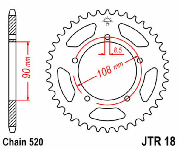 JT Sprock's Steel Standard Achter Sprock 18 - 520 JTR18.43