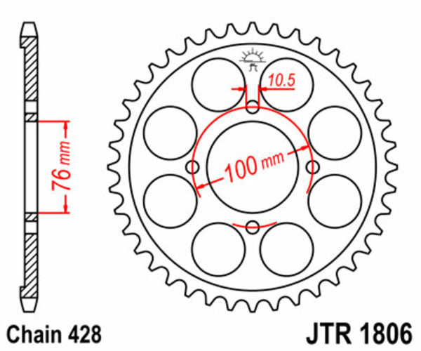 JT Sprock's Steel Standard Achter Sprock 1806 - 428 JTR1806.56