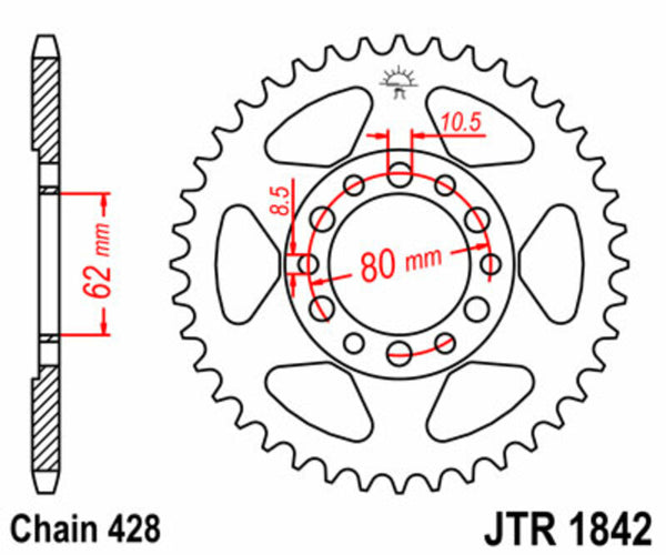 JT Sprock's Steel Standard Achter Sprock 1842 - 428 JTR1842.52