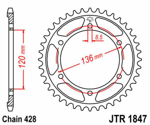 JT Sprock's Steel Standard arrière Sprock 1847 - 428 JTR1847.47