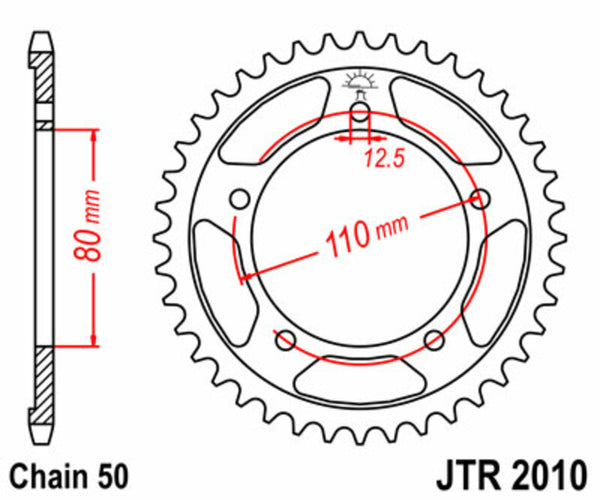 JT Sprock's Steel Standard Rear Sprock 2010 - 530 JTR2010.48