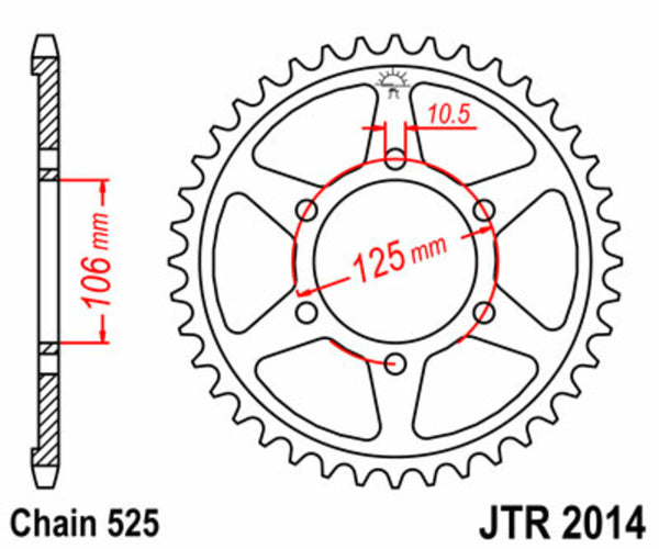 JT Sprockets Steel Standard Reary Sprock 2014 - 525 JTR2014.50