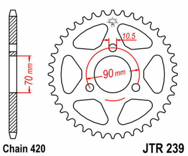 Sprock arrière standard en acier de JT Sprock 239 - 420 JTR239.42
