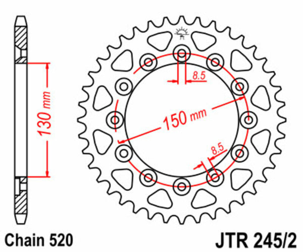 JT Sprock's Steel Standard Achter Sprock 245/2 - 520 JTR245/2.53