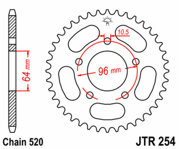 JT Sprock's Steel Standard Achter Sprock 254 - 520 JTR254.37
