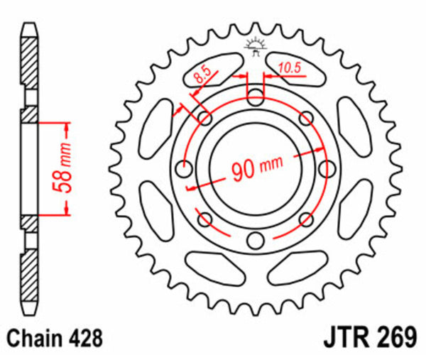 JT Sprock's Steel Standard Achter Sprock 269 - 428 JTR269.46