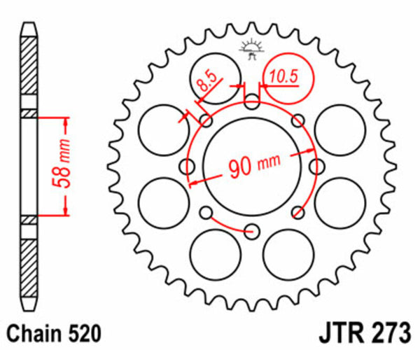 JT Sprock's Steel Standard arrière Sprock 273 - 520 JTR273.39