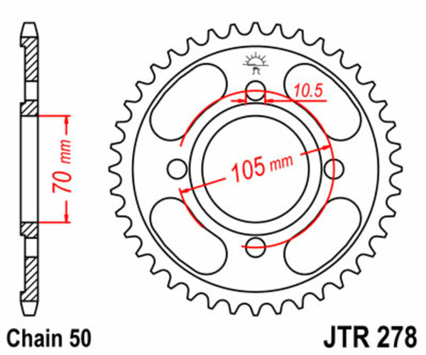 JT Sprock's Steel Standard arrière Sprock 278 - 530 JTR278.38