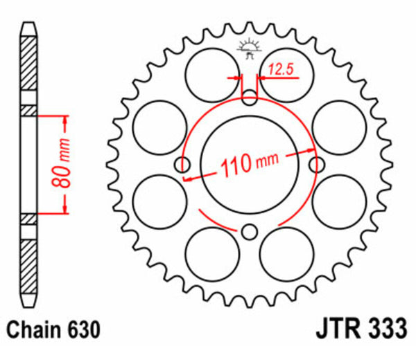 JT Sprock's Steel Standard Rear Sprock 333 - 630 JTR333.38
