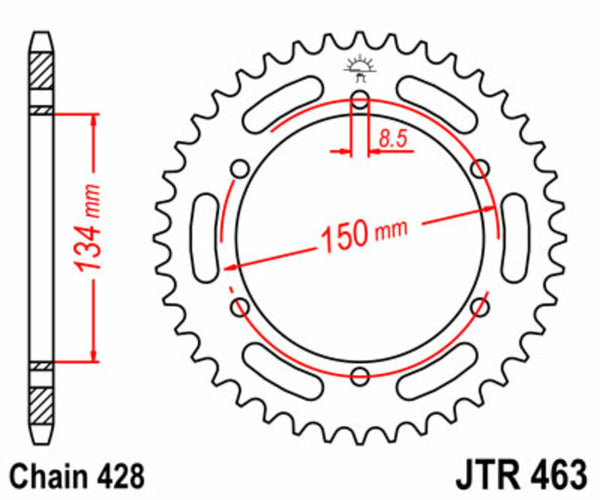 JT Sprock's Steel Standard Achter Sprock 463 - 428 JTR463.50