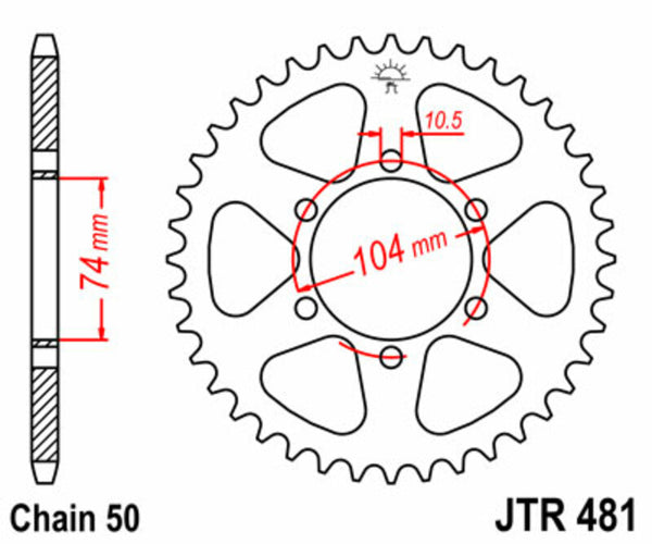 JT Sprock's Steel Standard Achter Sprock 481 - 530 JTR481.42