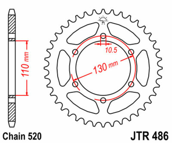 JT Sprock's Steel Standard Achter Sprock 486 - 520 JTR486.43