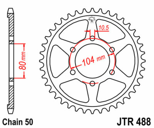 Sprock arrière standard de JT Sprock's Steel 488 - 530 JTR488.45