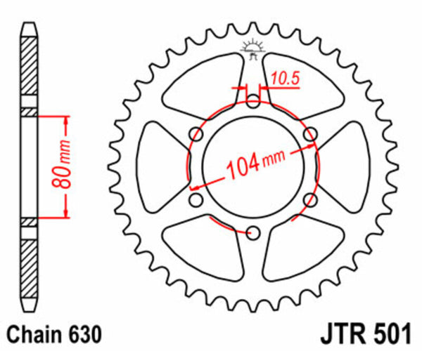 JT Sprock's Steel Standard Achter Sprock 501 - 630 JTR501.41