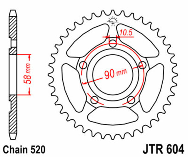 JT Sprock's Steel Standard Achter Sprock 604 - 520 JTR604.40