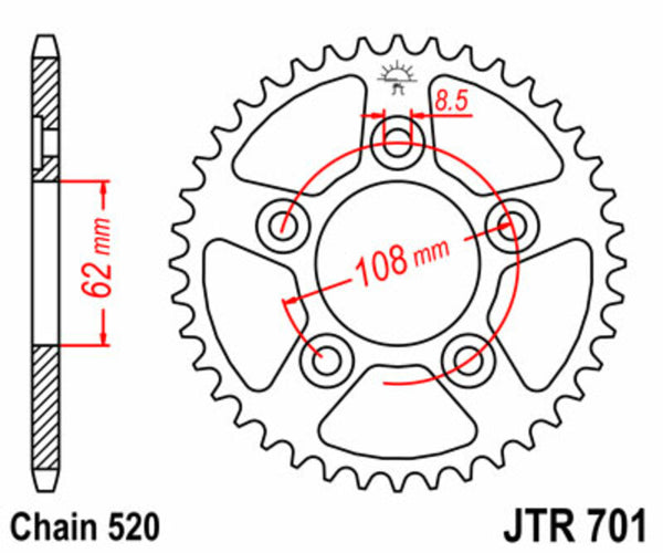 JT Sprock's Steel Standard Rear Sprock 701 - 520 JTR701.41