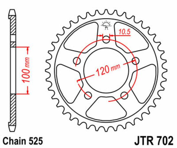 JT Sprock's Steel Standard Achter Sprock 702 - 525 JTR702.42