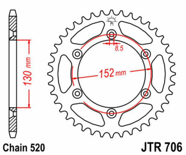 JT Sprock's Steel Standard Achter Sprock 706 - 520 JTR706.48